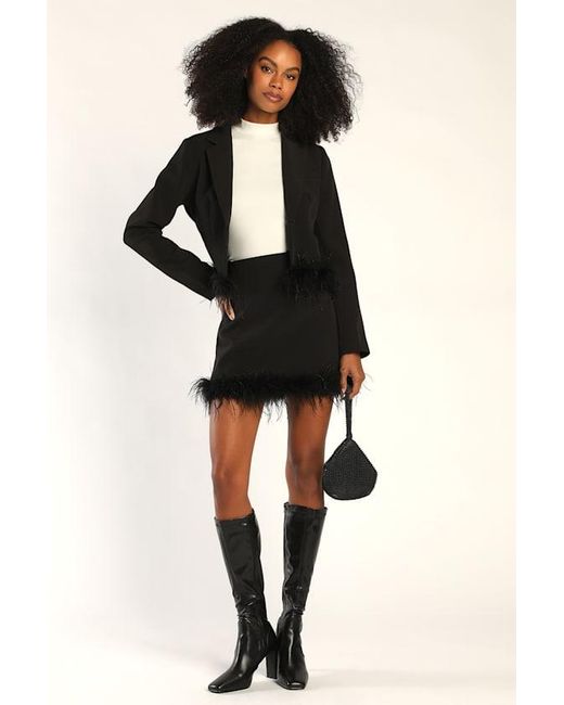 Lulus Black Celebratory Sweetie Feather Mini Skirt