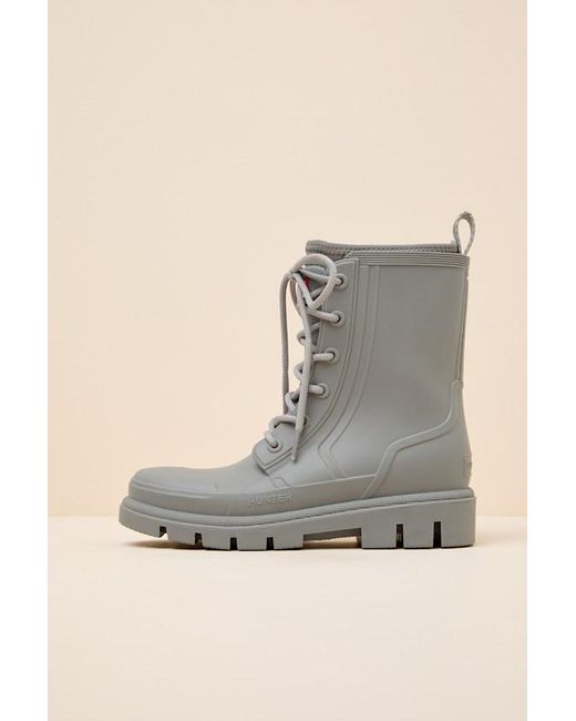 Hunter Gray Diana Light Rubber Lace-Up Ankle Rainboots