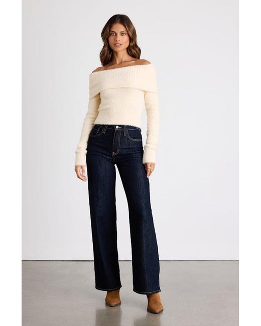 Lulus Natural Ravenna Eyelash Knit Off-The-Shoulder Sweater Top