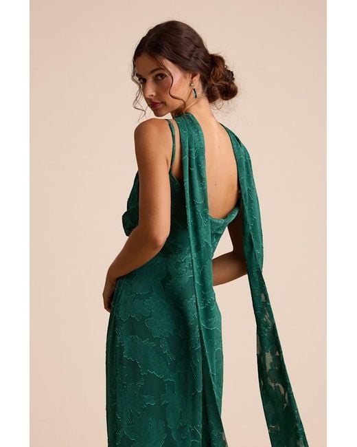 Lulus Green Rashona Burnout Sash Scarf Maxi Dress