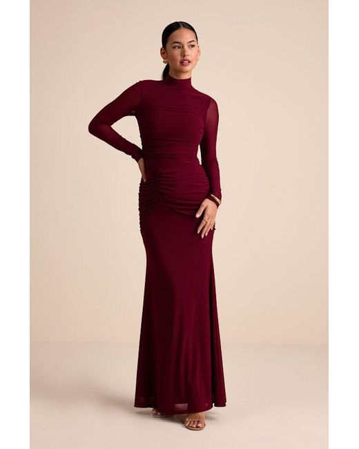 Lulus Red Madahlia Mesh Mock Neck Cutout Maxi Dress