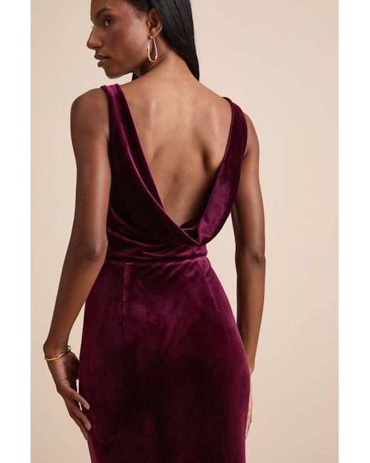 Lulus Red Ravishing Poise Velvet Cowl Back Sleeveless Maxi Dress