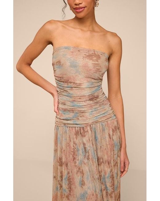 Lulus Natural Aubriana Multi Abstract Lurex Maxi Dress