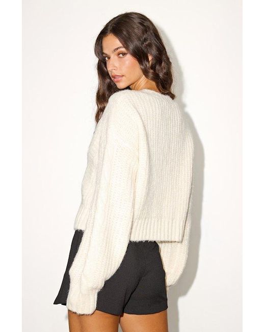 Lulus White Khailyn Cable Knit Tie-Front Cardigan Sweater