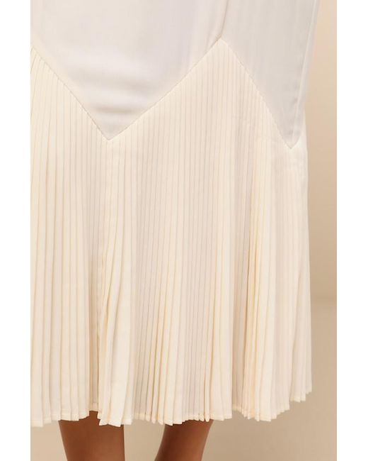Lulus Natural Channa Pleated Hem Midi Dress