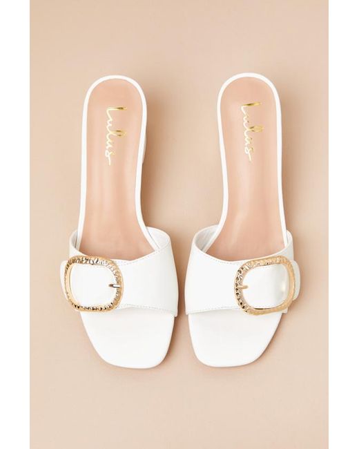 Lulus Black Franette Low Heel Buckle Slide Sandals