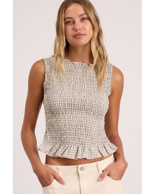 Daisy Street Yellow Thistle Pale Plaid Smocked Tank Top