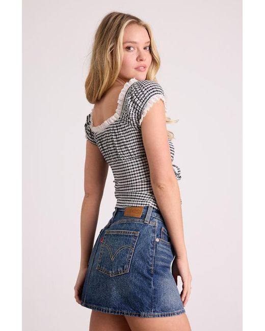 Lulus Blue Tira Gingham Tie-Front Top