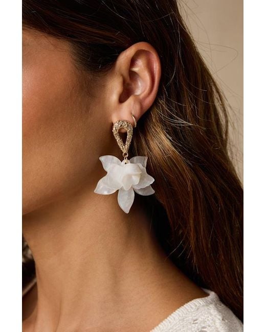 Lulus Natural Permelia Flower Statement Earrings