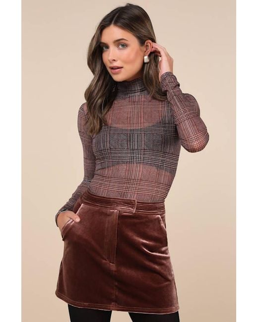 Lulus Natural Splendid Mood Velvet High-Rise Mini Skirt