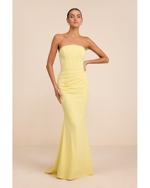 Lulus Natural Laney Strapless Corset Maxi Dress