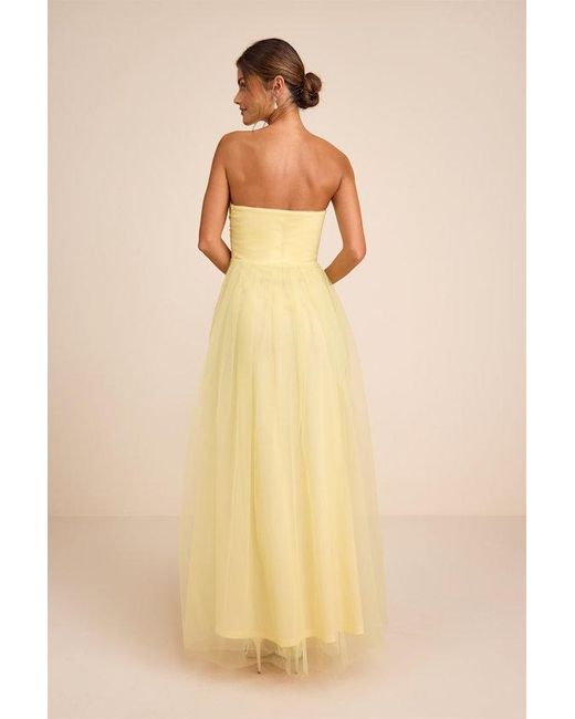 Lulus Yellow Lyssa Pale Tulle Strapless Cutout Maxi Dress