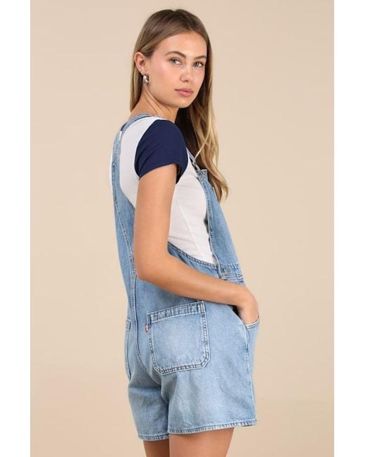 Levi's Blue Utility Shortall Light Wash Denim Overalls