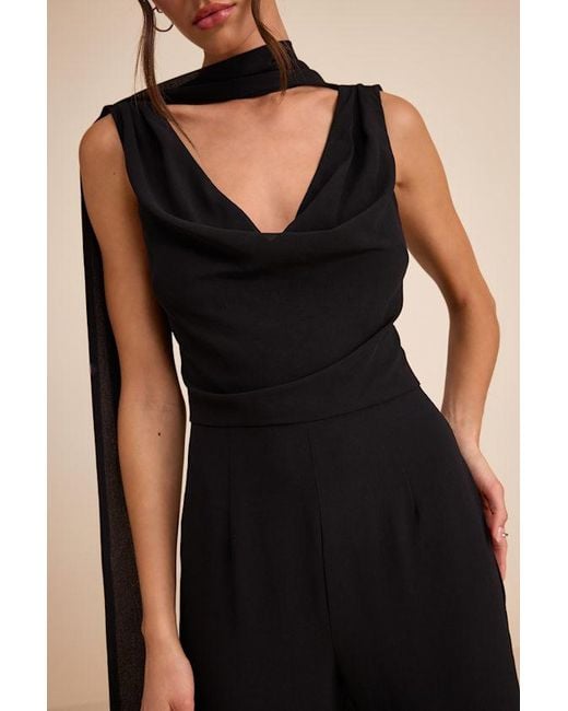 Lulus Natural Kelila Cowl Neck Jumpsuit And Scarf Set
