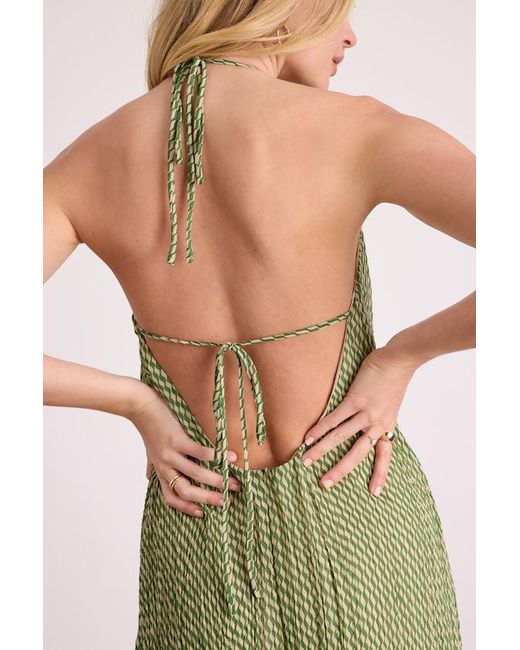 Lulus Green Denetta And Cream Stiped Halter Shift Maxi Dress