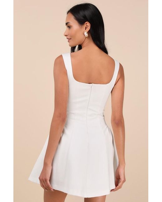 Lulus Natural Roetta Sleeveless Pleated Mini Dress