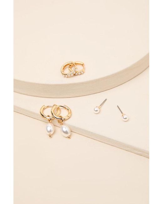 Lulus Natural Fia Pearl Three-Pair Earring Set