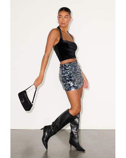 Lulus Black Caleta Slate Sequin Low-Rise Mini Skirt