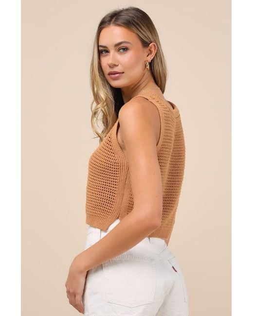 Lulus Natural Get The Look Loose Knit Sweater Tank Top
