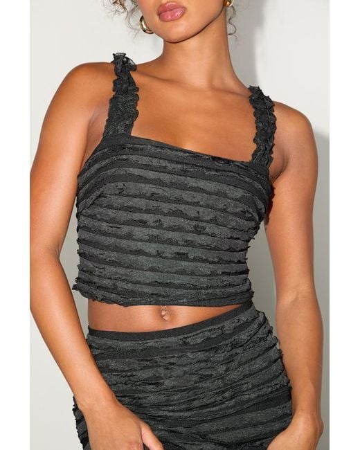 Lulus Black Arcelia Ruffled Crop Tank Top