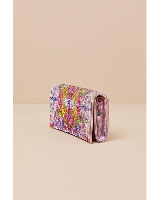 Betsey Johnson Orange Flap Sparkler Multi Kaleidoscope Floral Crossbody Clutch