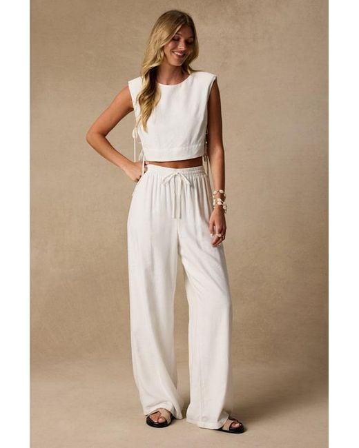 Lulus Natural Irida Tie-Side Sleeveless Crop Top