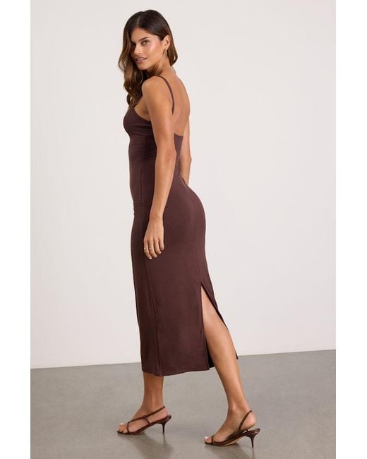 Lulus Red Dalene Jersey Knit Bodycon Midi Dress