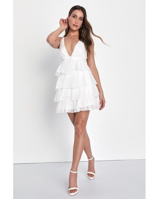 Lulus Green The Party's Tier Organza Tiered Backless Mini Dress