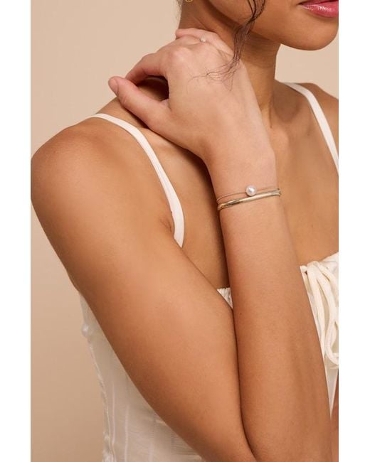 Lulus Natural Martina Pearl Two-Piece Bracelet Set