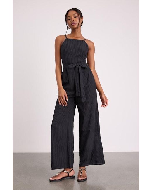 Lulus Blue Messina Striped Wide-Leg Jumpsuit