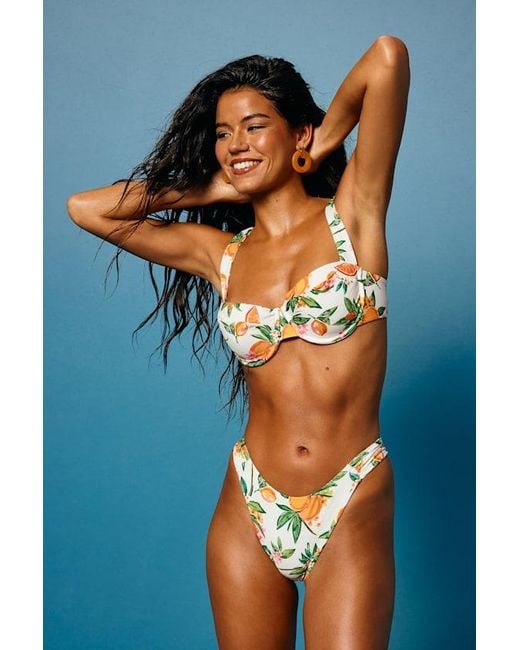 Lulus Blue Aloha Print Underwire Bikini Top