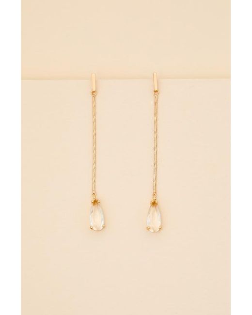 Lulus Natural Melodia Chain Rhinestone Drop Earrings