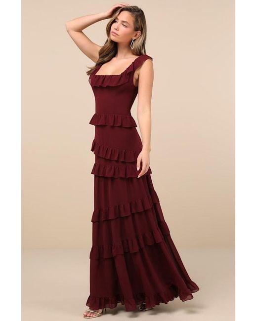 Lulus Compelling Romantic Ruffled Tiered Maxi Dress