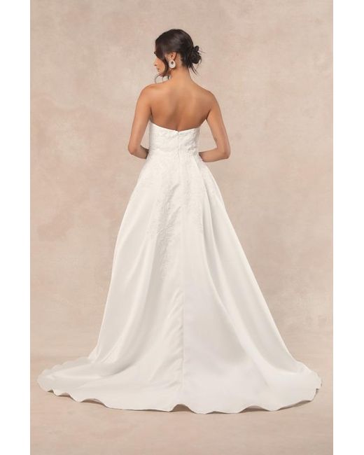 Lulus Natural Now And Always Beaded Embroidered Strapless Gown