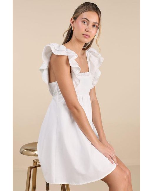 Lulus Natural Marvelous Time Ruffled Mini Dress