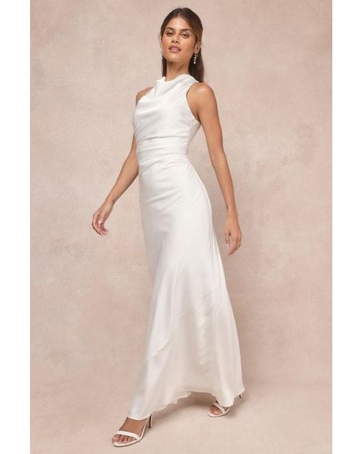 Lulus White Effortlessly Sensational Satin Backless Maxi Dress