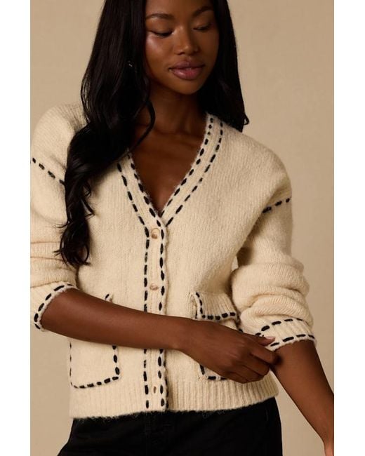 Lush Natural Landa Cream Button-Front Cardigan
