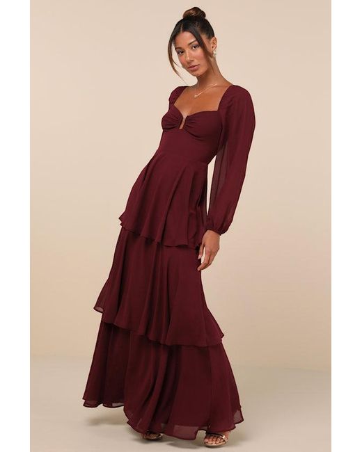 Lulus Tier To Enchant Long Sleeve Tiered Maxi Dress