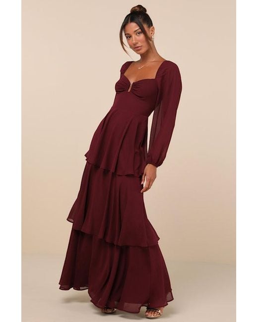 Lulus Tier To Enchant Long Sleeve Tiered Maxi Dress