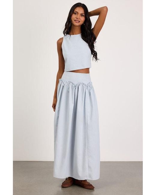 Lulus White Cindy Linen Two-Piece Maxi Dress