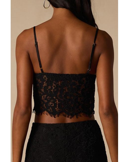 Lulus Black Dalia Lace Cami Top
