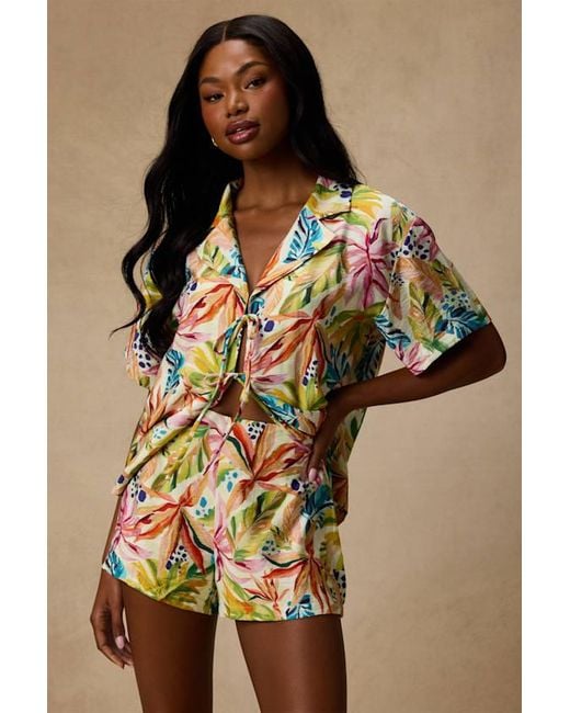 Lulus White Talise Multi Tropical Print High-Rise Shorts