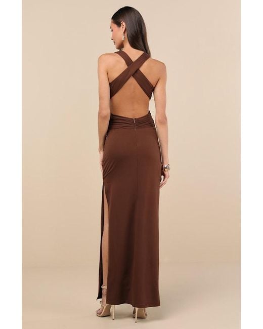 Lulus Natural Alexandria Backless Column Maxi Dress