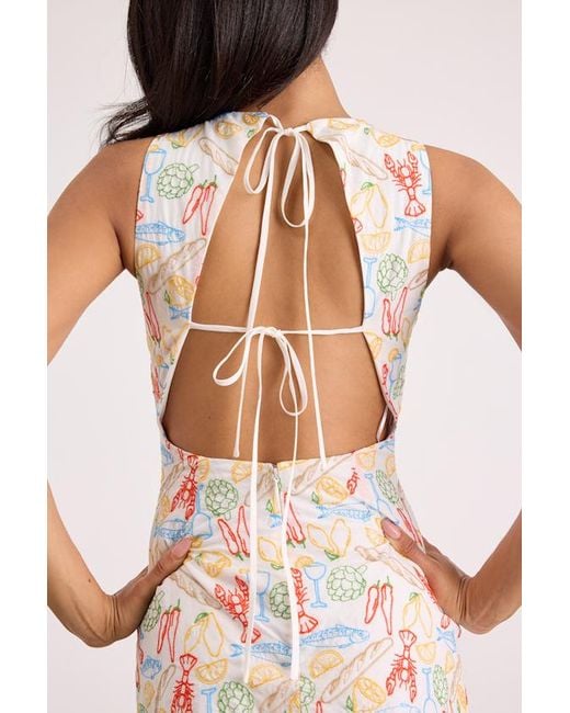 Lulus White Sorrento Multi Embroidered Tie-Back Mini Dress
