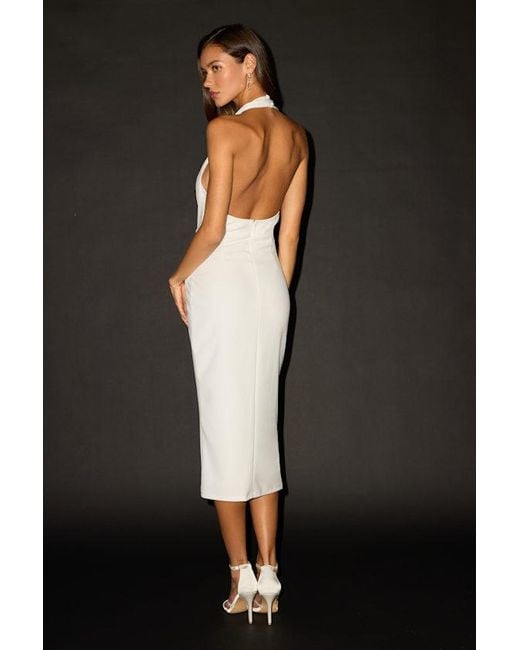 Lulus Black Annalise Ponte Knit Surplice Midi Dress