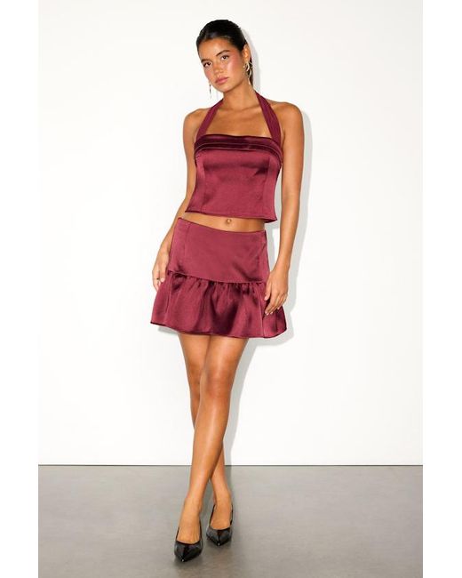 Lulus Vissera Satin Tiered Mid-Rise Mini Skirt