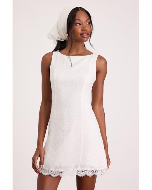 Lulus Pink Avryll Lace Boat Neck Mini Dress And Scarf Set