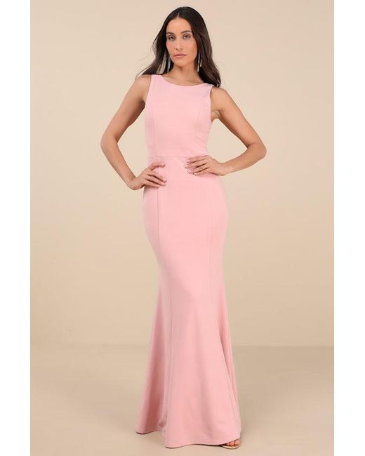 Lulus Pink Maike Cowl Back Mermaid Maxi Dress