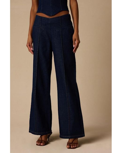 Lulus Blue Denna Dark Wash Wide-Leg Jeans