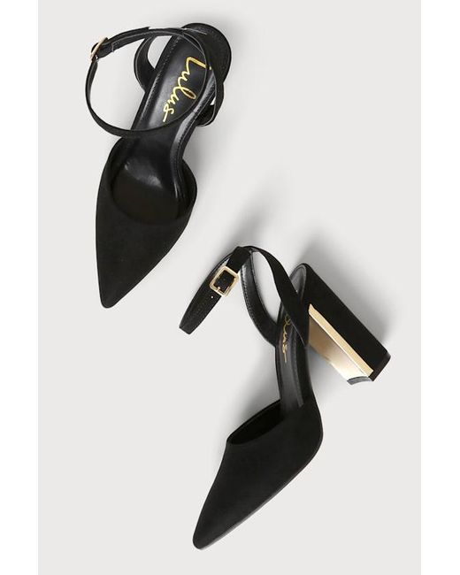 Lulus Black Laura Ii Suede Ankle Strap Pointed-Toe Pumps